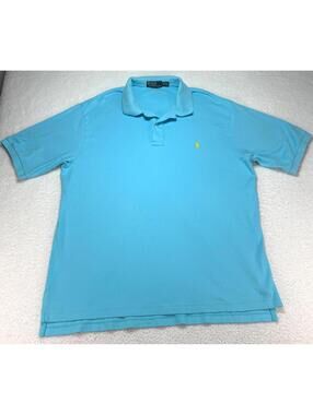 Polo by Ralph Lauren Men's XLT Long Soft Cotton Polo Shirt Baby Blue Yellow Pony